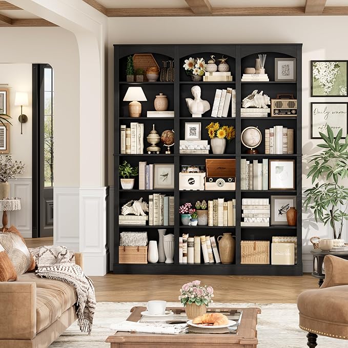 FACBOTALL 71" Triple Wide Bookshelf, 6 Tier Tall Bookshelf, Large Book Shelf