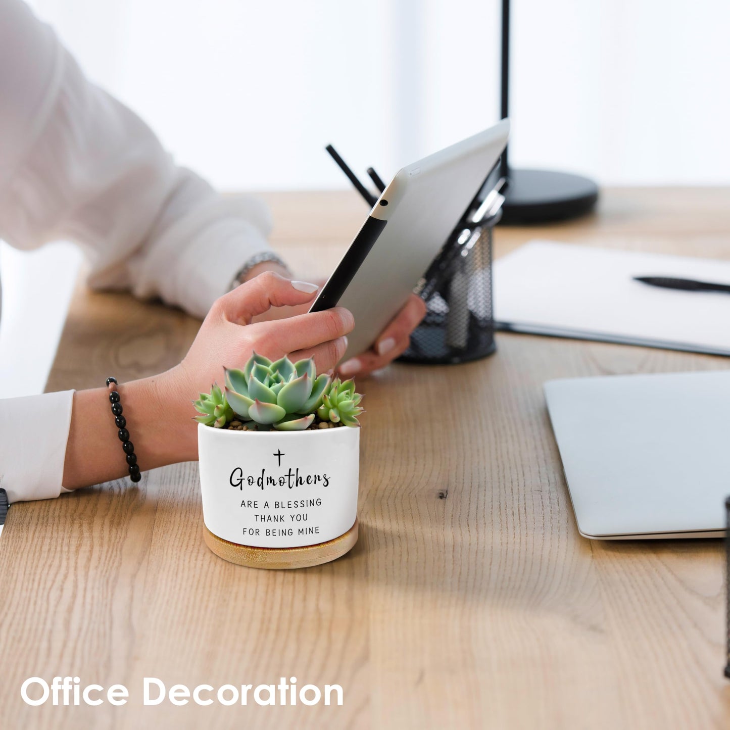 ROXMART Godmother Proposal Gift Plant Pots, Godmother Gifts from Godchild Succulent Planters, God Mother Gifts for Women Ceramic Plant Flower Pots for Home Office Desk Table Shelf(No Plants)