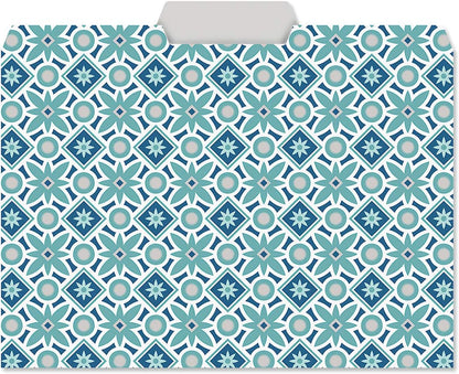 Current Coastal Blues File Folders Value Pack - Bulk Set of 24, 6 Pretty Decorative Designs, 1/3 Cut Tabs, Heavy-Duty Paper Stock, Office Supplies for Home & Work, 9-½” x 11-¾” Letter Size