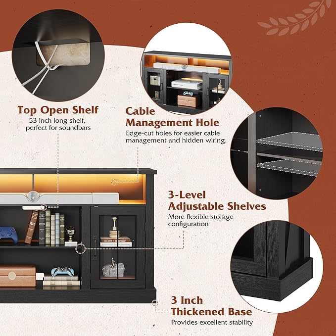WLIVE Farmhouse TV Stand for 65 Inch TV, Tall Entertainment Center
