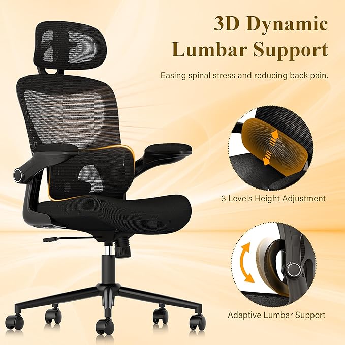 SUNNOW Ergonomic Office Chair, Comfy Mesh Desk Chair, High Back Computer Gaming