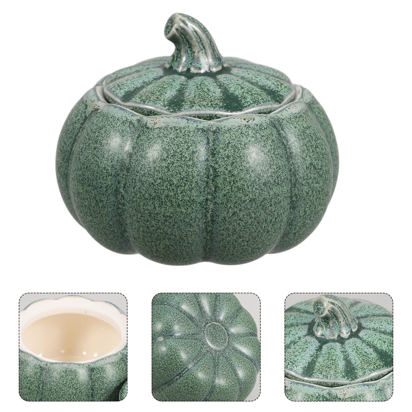 Hemoton Ceramic Pumpkin Soup Bowl with Lid 5Oz Pumpkin Shaped Serving Bowl for Soup Stews and Desserts Candy Color Porcelain for Halloween Thanksgiving