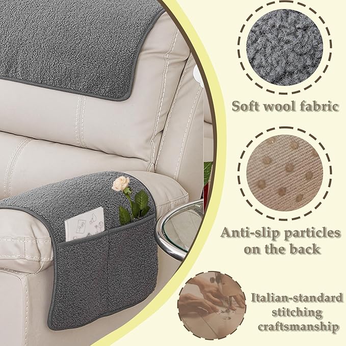 Armrest Covers - Arm Chair Covers Set of 3 Recliner Chair Covers,