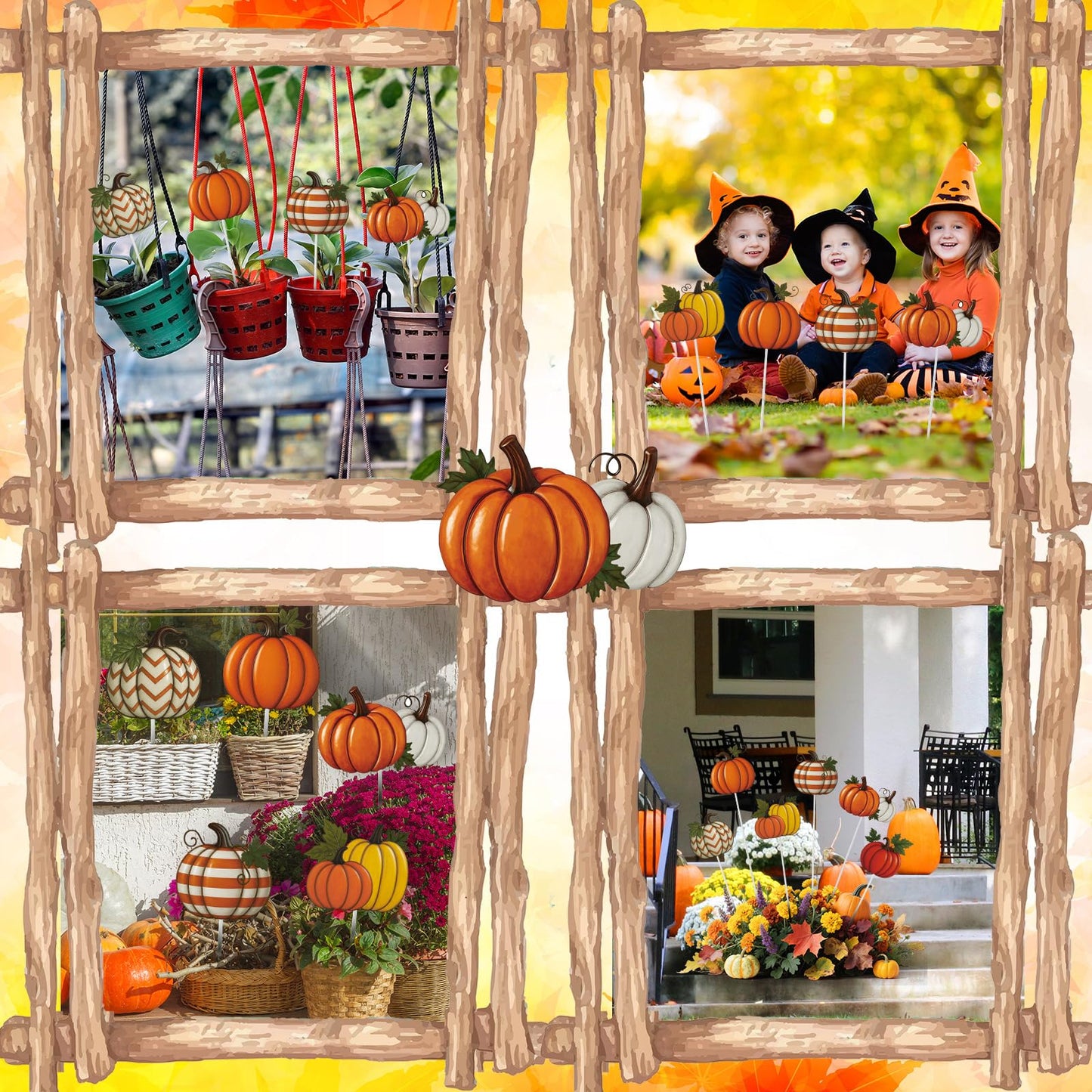 Shimeyao 6 Pcs Metal Fall Pumpkin Garden Stakes Harvest Metal Garden Signs 12 Inch Pumpkin Autumn Yard Stakes Outdoor Decor for Thanksgiving Home Lawn Porch Holiday Front Backyard