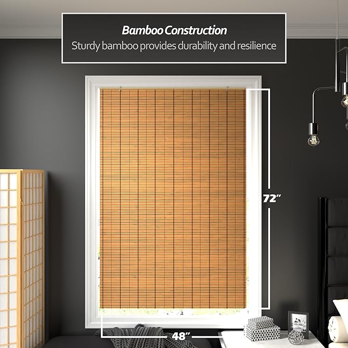Red Lantern Burnt Bamboo Cordless Window Shade