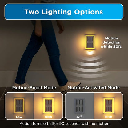 Enbrighten SleepLite Motion Sensor Night Lights Plug Into Wall Nightlight Amber Light Bathroom Bedroom Kitchen Nursery Kids Adults Brushed Nickel