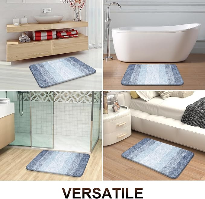 OLANLY Bathroom Runner Rugs Mat 59x17, Extra Soft Absorbent Microfiber Bath Rugs, Rubber Backing, Quick Dry, Washable Long Bath Mats for Bathroom Floor, Tub and Shower, Home Decor Accessories, Blue