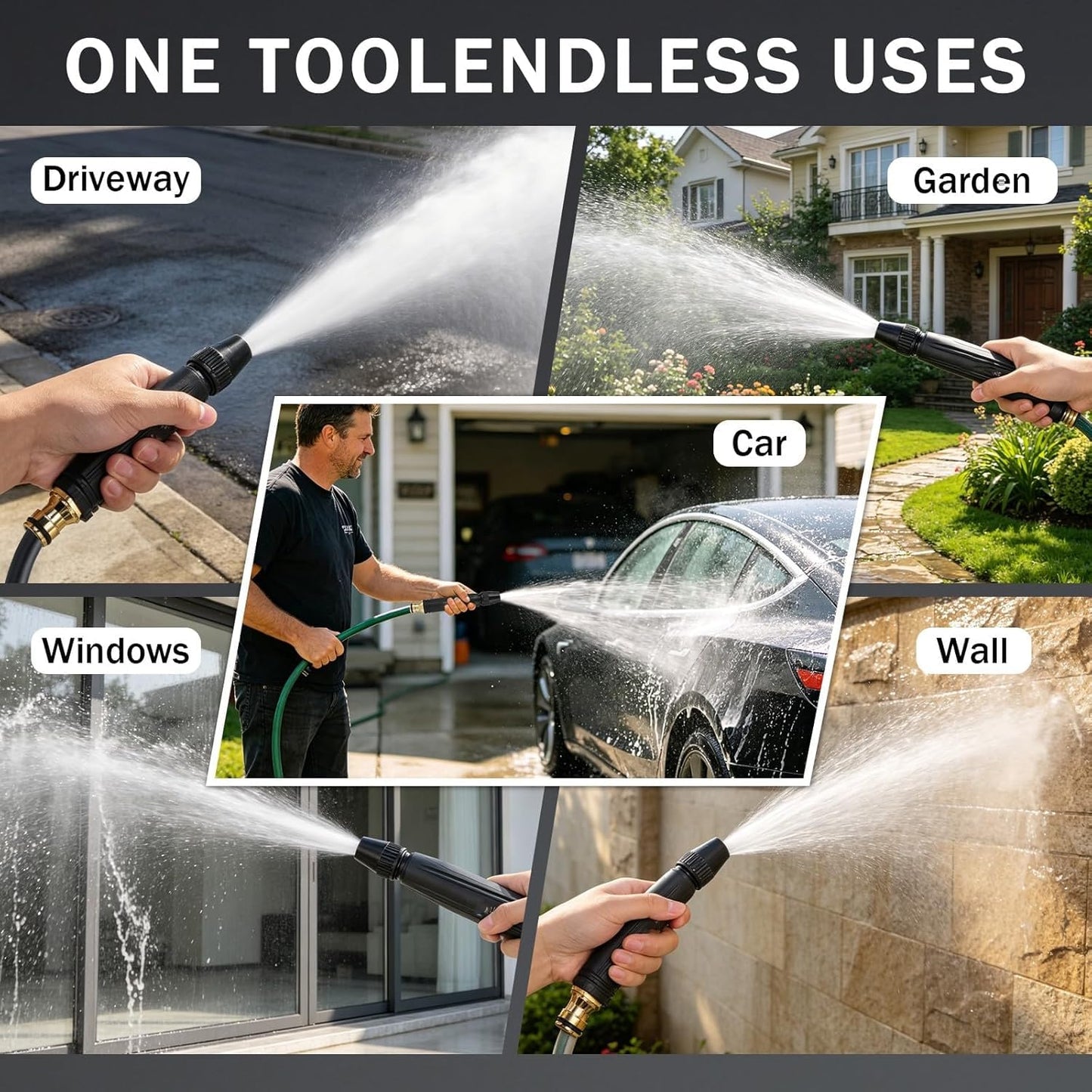 Home High-Pressure Car Wash Water Gun with Booster Nozzle, Home High-Pressure Car Wash Water Gun with Booster Nozzle and Hose