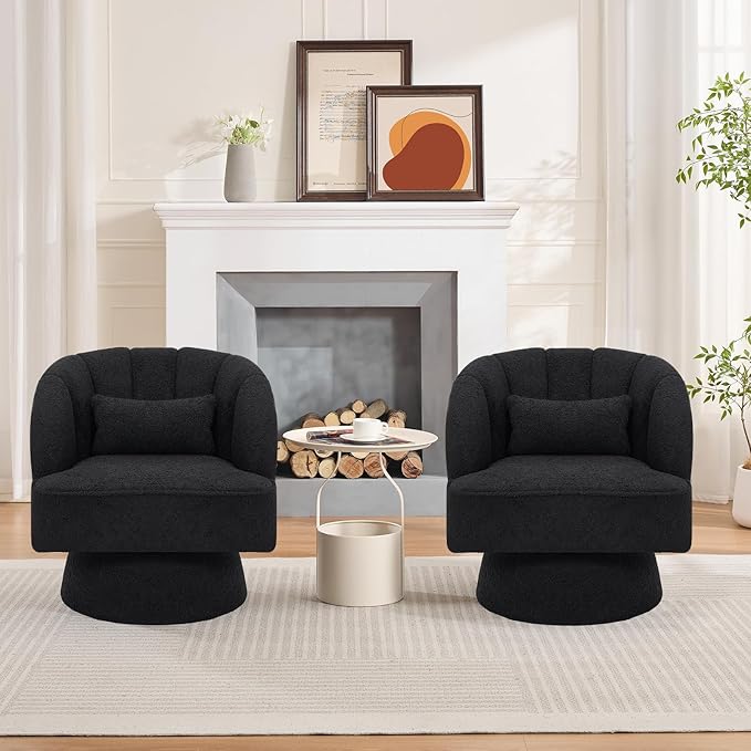 Garvee Ultra-Plush Swivel Accent Chair, 360° Barrel Lounge Chair