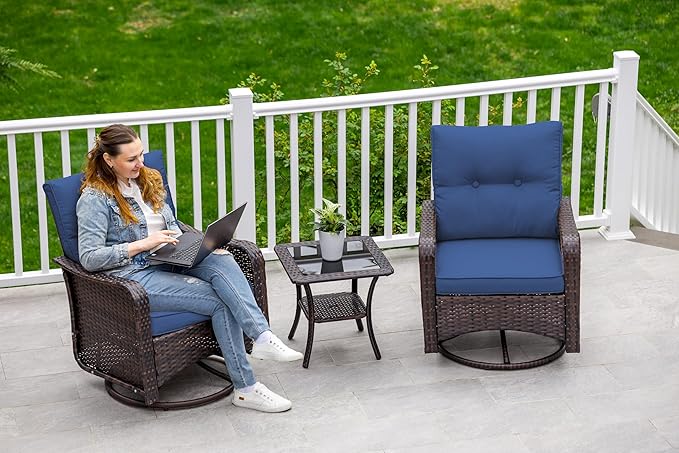 ALAULM Outdoor Swivel Rocking Chairs Set of 2