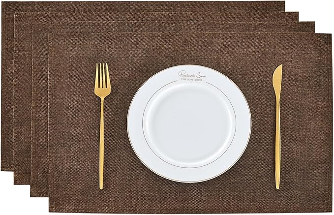 BALCONY & FALCON Faux Linen Placemats Set of 4 Washable Place Mats Heat