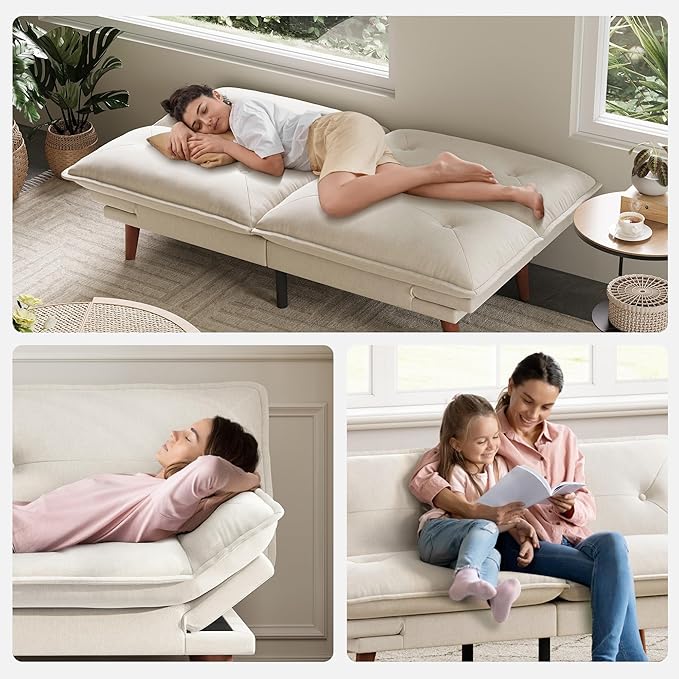 LINSY HOME Futon Sofa Bed, 3 in 1 Convertible Comfy Loveseat Sleeper Sofa Bed