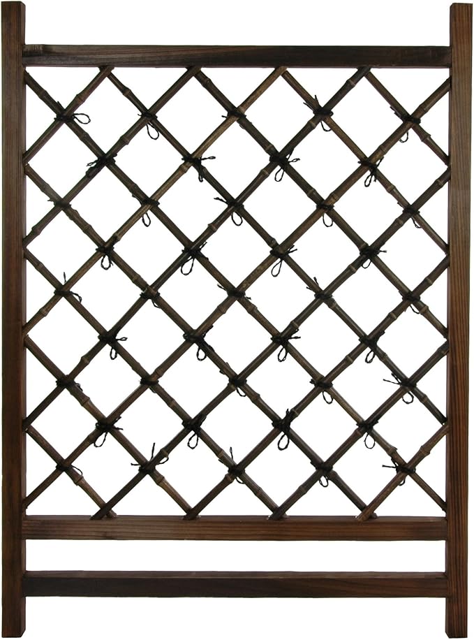 Red Lantern Japanese Wood & Bamboo Fence Section