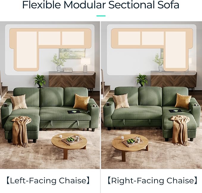 LINSY HOME Sectional Sleeper Sofa Pull Out Couches