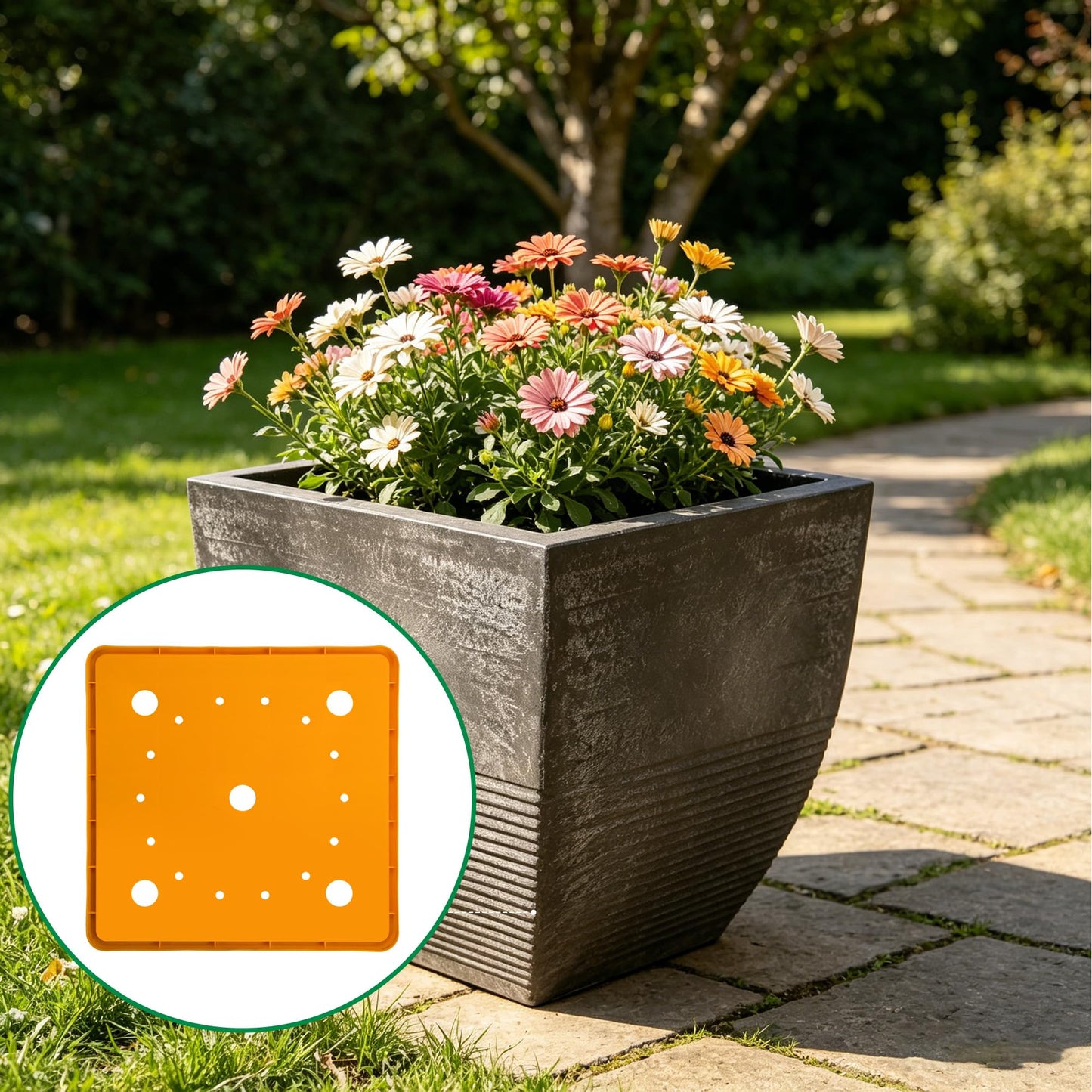 LFUTARI 13" Square Planter Insert, Reusable Large Plant Pots Insert with Liner, Plastic Planter Pot Fillers for Indoor and Outdoor 16''-19'' Plants Containers (Actual Size 13x13)