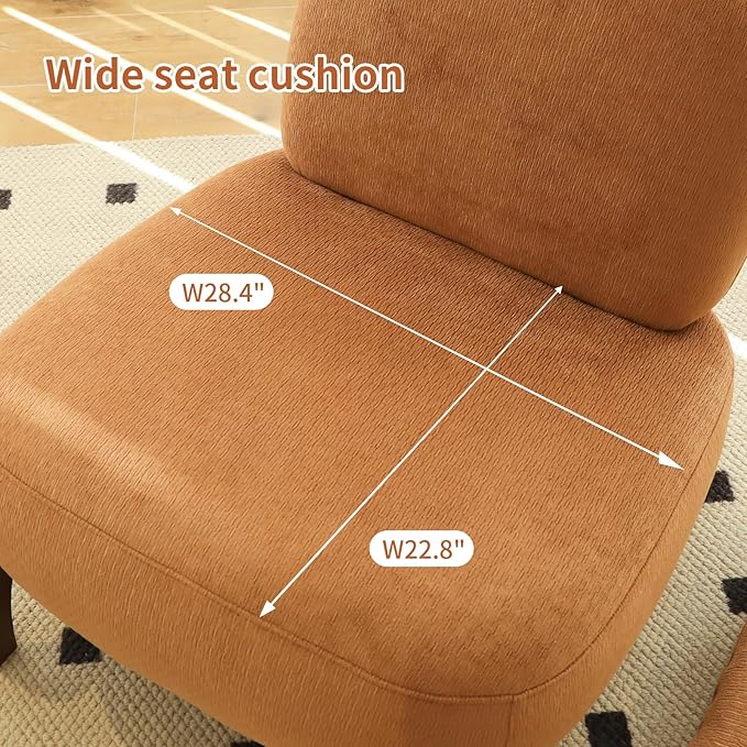 KEIKI Velvet Accent Chair with Solid Wood Legs, Armless Cute Single Seat Sofa