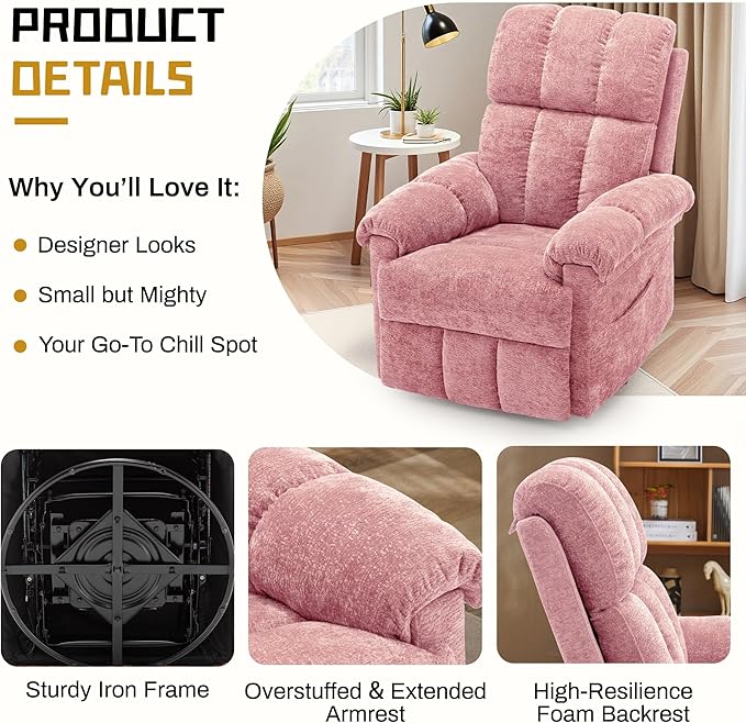 Korser Recliner Chair, Swivel Rocker Recliner Chair