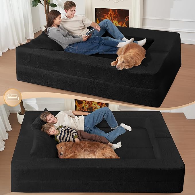 Futon Sofa Bed with Pillow, 3-in-1 Sleeper Sofa Bed with Removable Cover