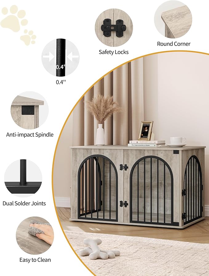 Hzuaneri 39.4" Wooden Dog Crate Furniture, Indoor Dog Kennel Dogs Cage