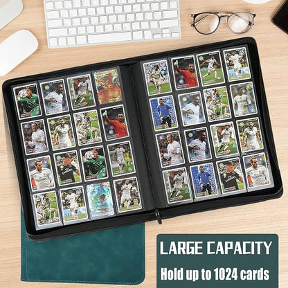 1024 Pocket Card Binder,16 Pocket Trading Card Binder，Side Loading Collectible Card Albums for MTG, for TCG Football, Sports, Game Cards Dark Green
