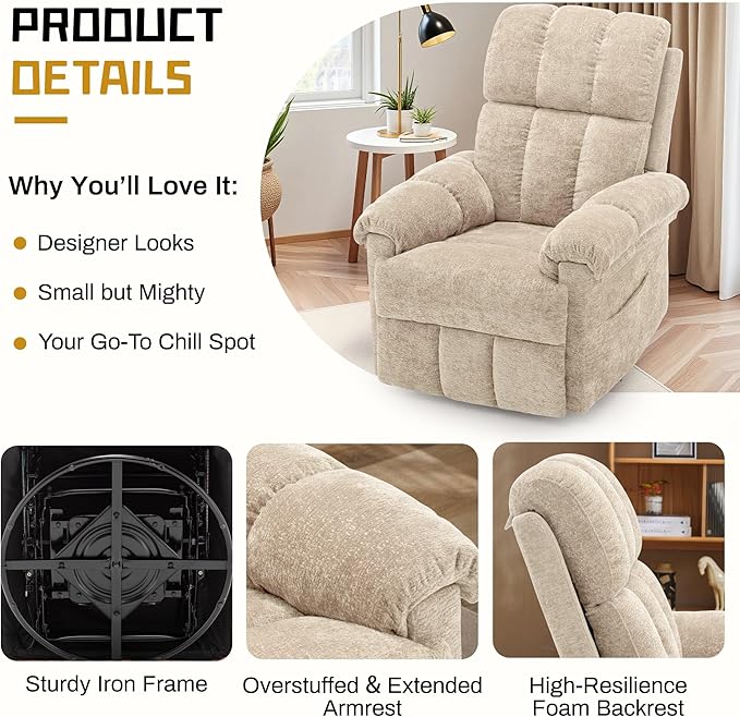 Korser Recliner Chair, Small Rocker Recliner Chair