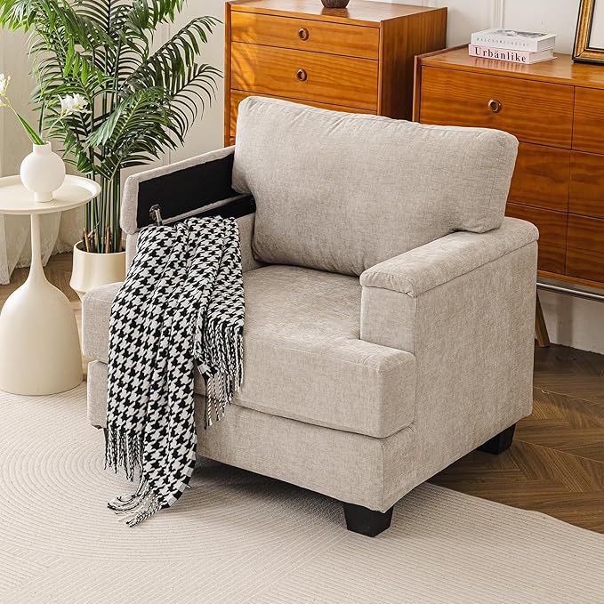 Oversized Accent Chair with Armrest Organizer, Comfy Living Room Chairs with