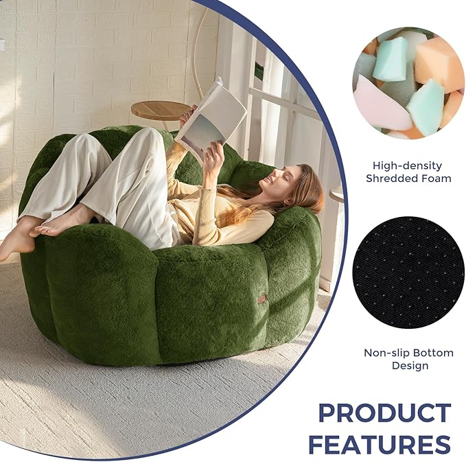 MAXYOYO Bean Bag Chair for Adults, Floral Shaped Bean Bag Sofa, Ultra Soft Faux