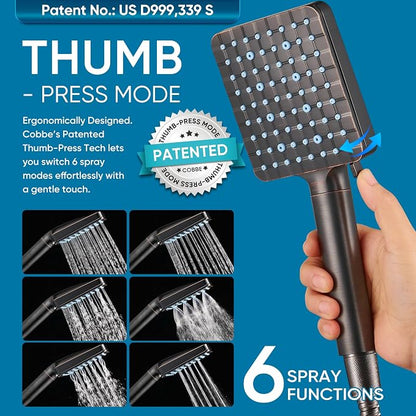 Cobbe Filtered Shower Head with Handheld, High Pressure 6 Spray Mode Showerhead with Filters, Water Softener Filters for Hard Water - Remove Chlorine - Reduces Dry Itchy Skin, Oil Rubbed Bronze