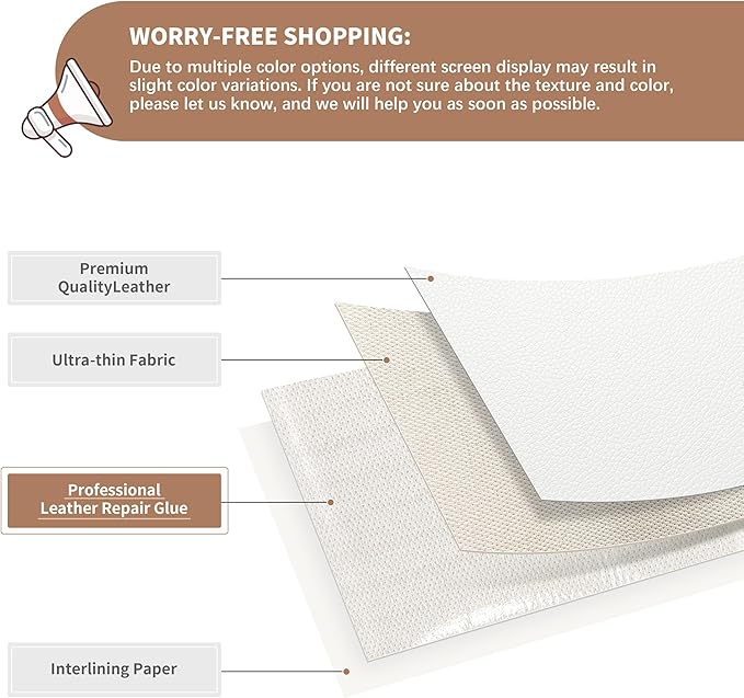 ONine Leather Repair Patch，Self-Adhesive Couch Patch，Multicolor Available
