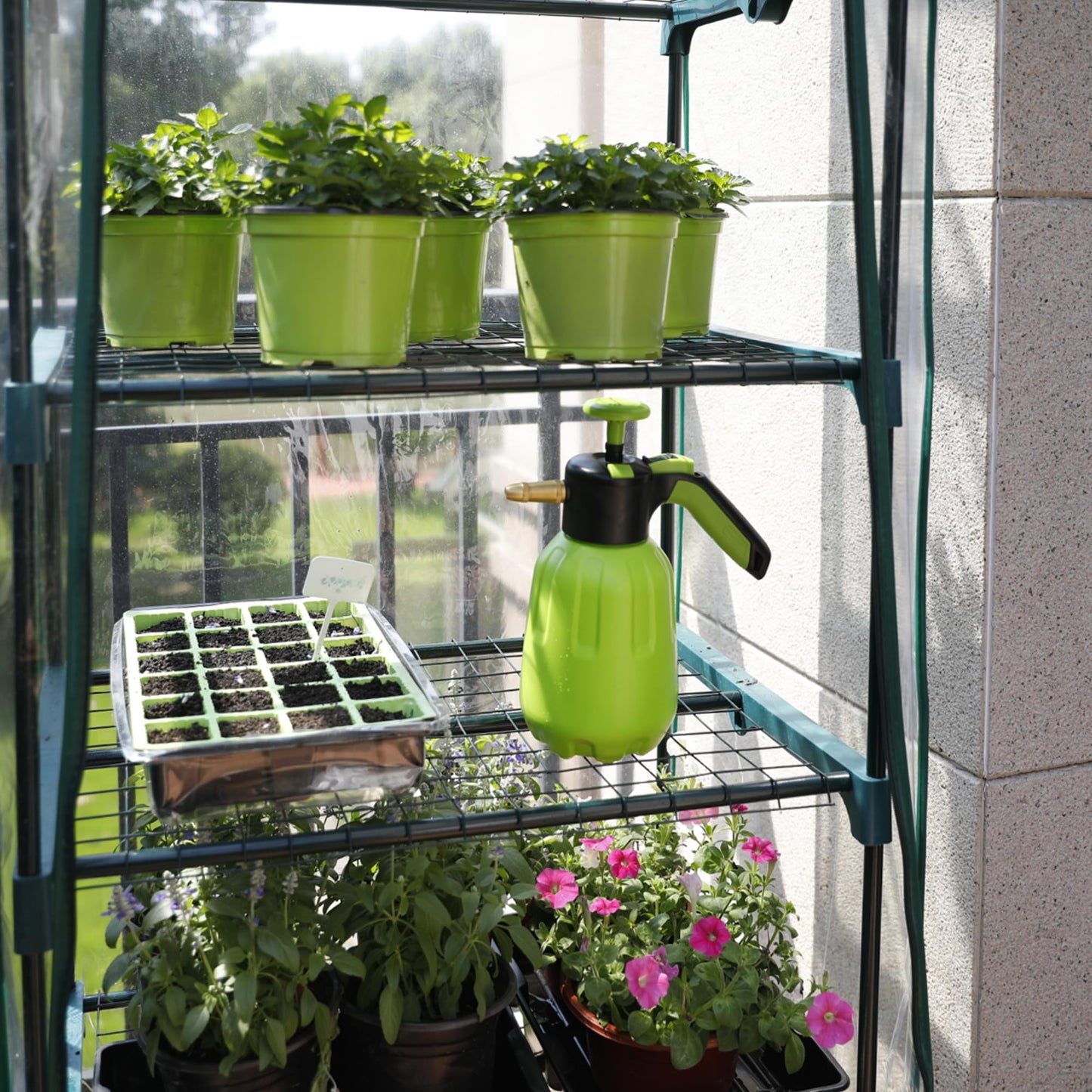 Worth Garden 5 Tier Mini Greenhouse - 75'' H x 27'' L x 19'' W - Sturdy Portable Gardening Shelves with Transparent PVC Cover - Small Porch Green House for Growing Plants Flowers Indoor & Outdoor