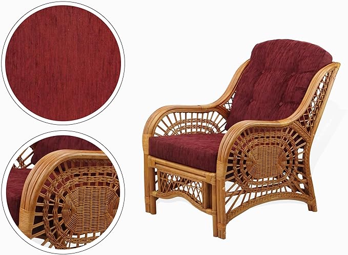 Malibu Lounge Living Accent Armchair Natural Rattan Wicker Handmade Design