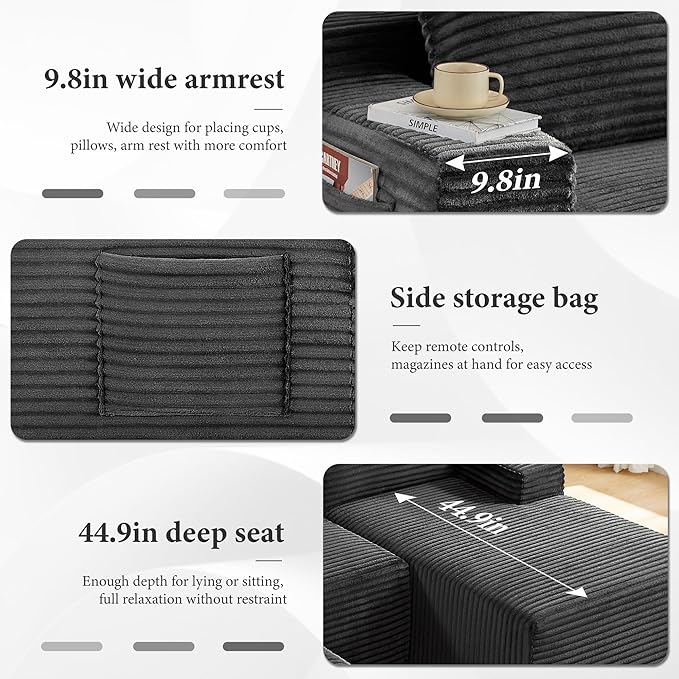 96" Sectional Couches for Living Room Cloud Couch Sofa