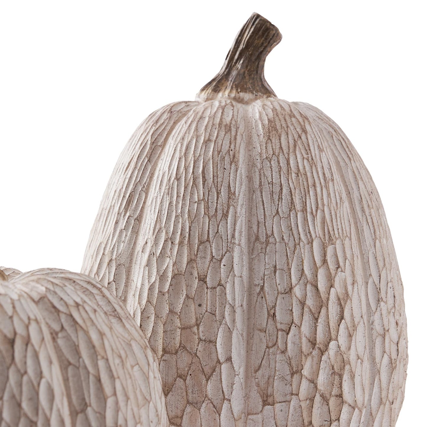 Thanksgiving Resin Pumpkins Fall Decor, Brown and White Decorative Pumpkins Figurine, Artificial Carved Faux Pumpkin Statues for Rustic Fall Tabletop Home Decor, Farmhouse, Autumn, Harvest, Wedding