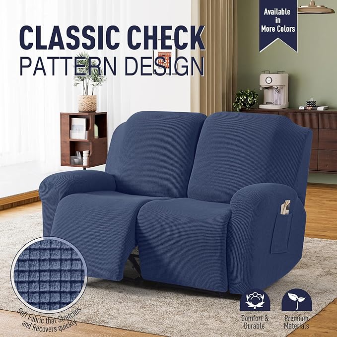 TAOCOCO Recliner Loveseat Slipcover, 6 Pieces Dual Recliner Sofa Covers