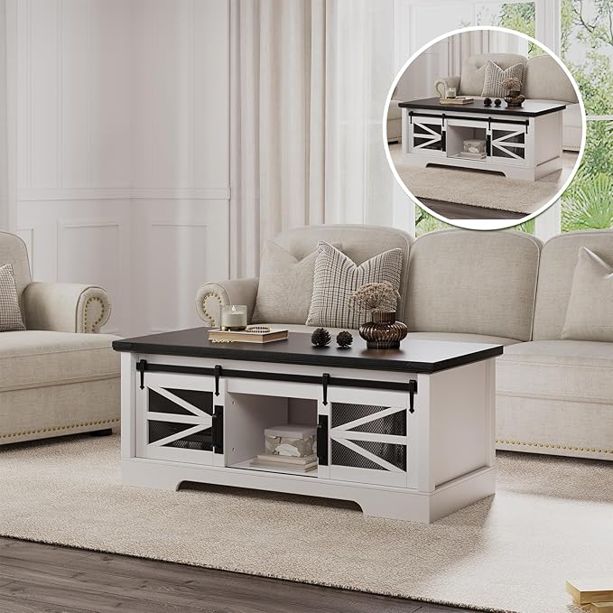 47.2" Lift Top Coffee Table, Hidden Storage Compartment, Lifting Tabletop