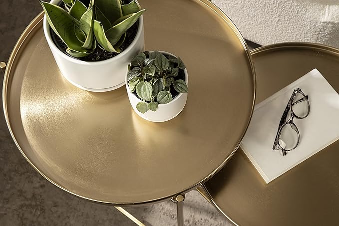 Kate and Laurel Ulani Modern Nesting Side Table; Set of 2; Gold; Sophisticated