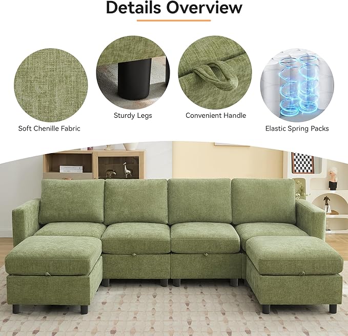 WUTUTUEE 58”Modular Sectional Loveseat Sofa
