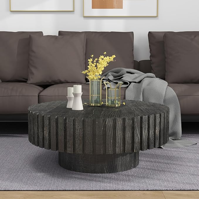 Modern Circular Coffee Table 31 in, Space-Saving Round Center Table