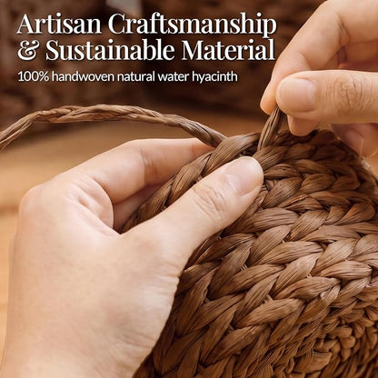 Best Choice Products 3-Tier Slim Water Hyacinth Rolling Nursery Caddy w/Wheels, Handwoven Utility Cart, Narrow Storage Organization for Bathroom, Craft Room, Laundry Room - Chestnut