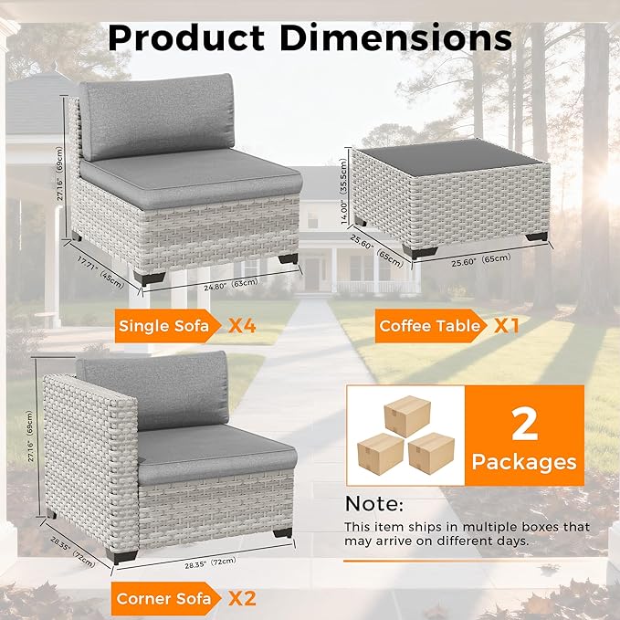 6-Seat Modular Patio Furniture Set – Outdoor Wicker Sectional Sofa