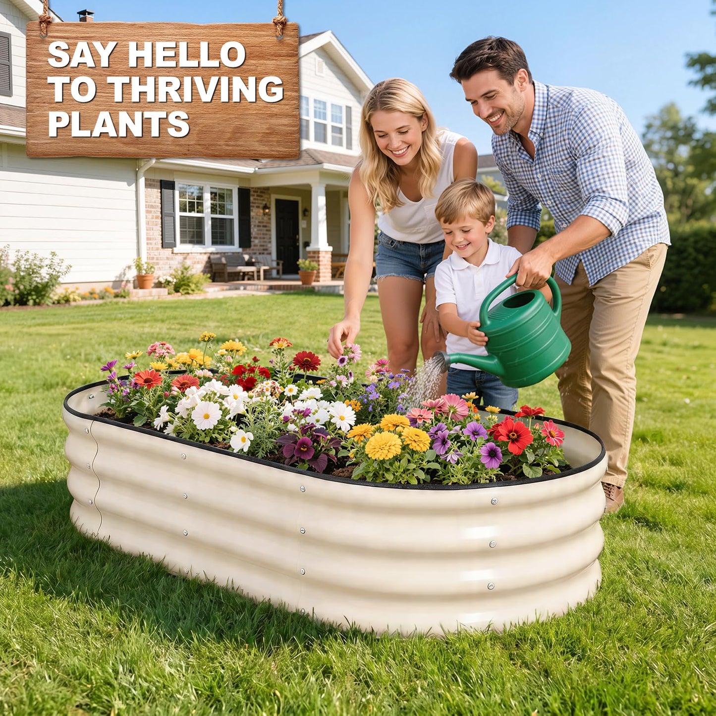 1MORE Galvanized Raised Garden Bed- Planter Garden Boxes Outdoor, Raised Beds for Gardening, 4x2x1ft Metal Garden Bed Kit for Vegetables Flower, Planter Raised Beds with Tools.White-2pack