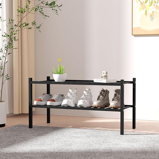 ROMGUAR CRAFT 2 Tier Bamboo Shoe Rack