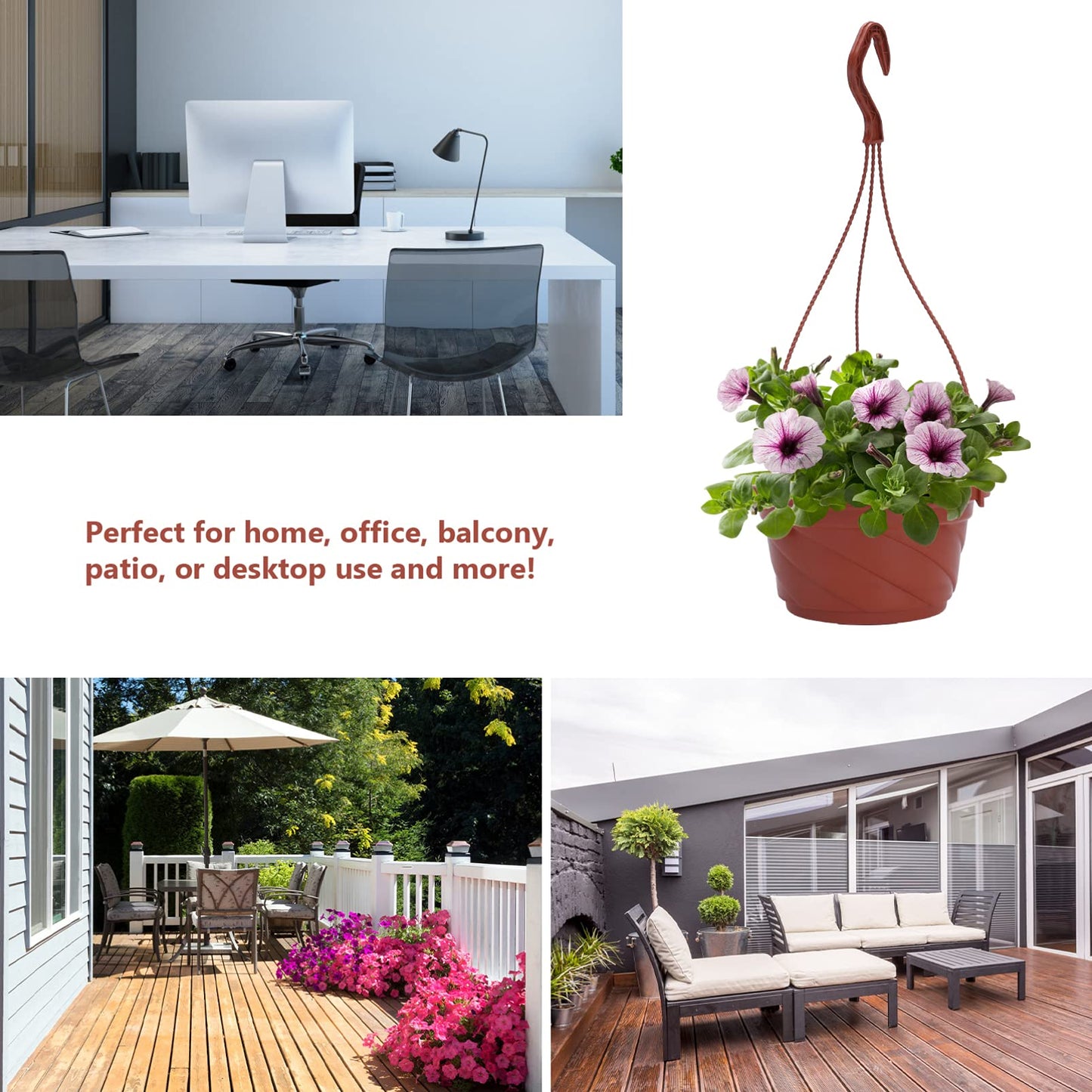 DOITOOL 10 Sets Plastic Hanging Planter Pots Small Hanging Flower Pot, Orchid Pots 6.7 Inch Chain Baskets for Outdoor Indoor Plants and Balcony Decoration (Coffee)