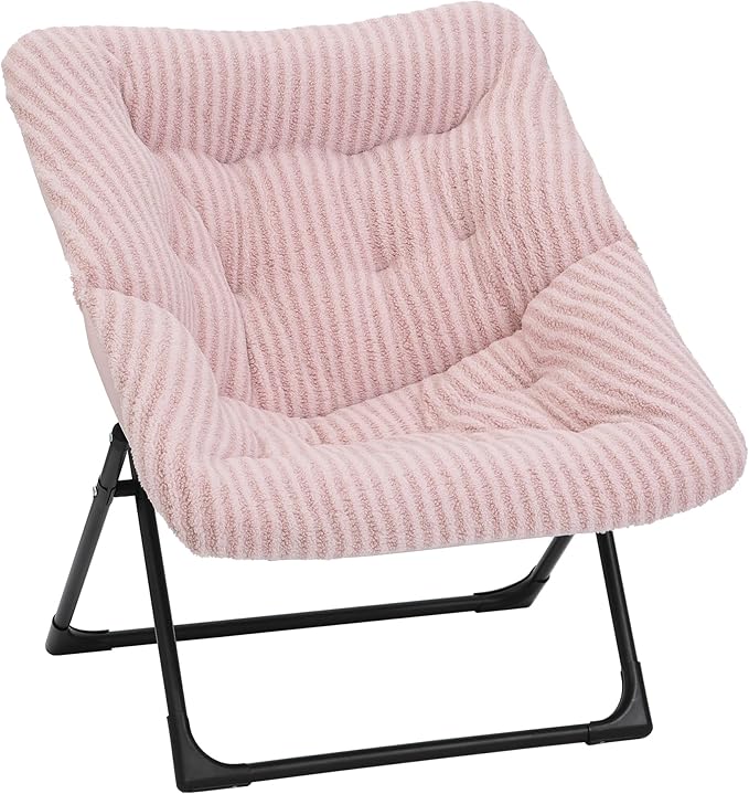 Comfy Saucer Chair for Adults, Soft Faux Fur Bedroom Chair, Accent Dorm Chairs