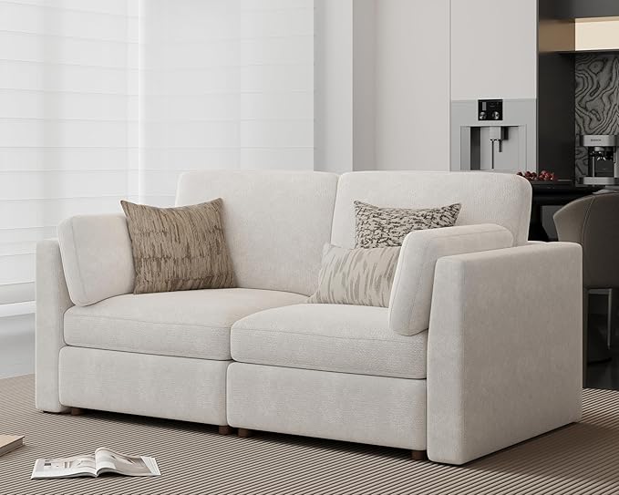 Oversized 2 Seater Modular Sectional Sofa, Solid Wood Frame Sofa, Removable