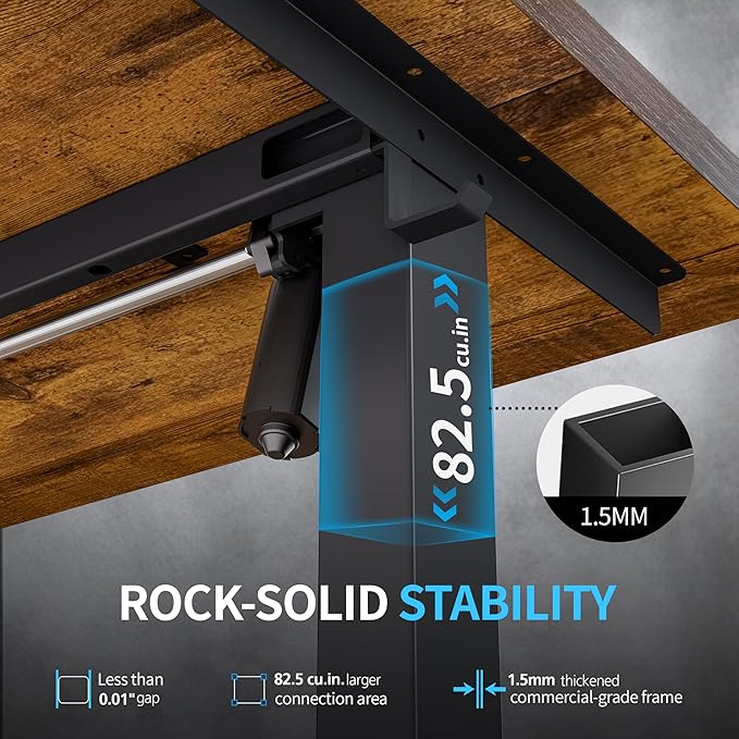 BIZUM Electric Standing Desk, Rustic Brown Sit to Stand Desk Memory Gaming