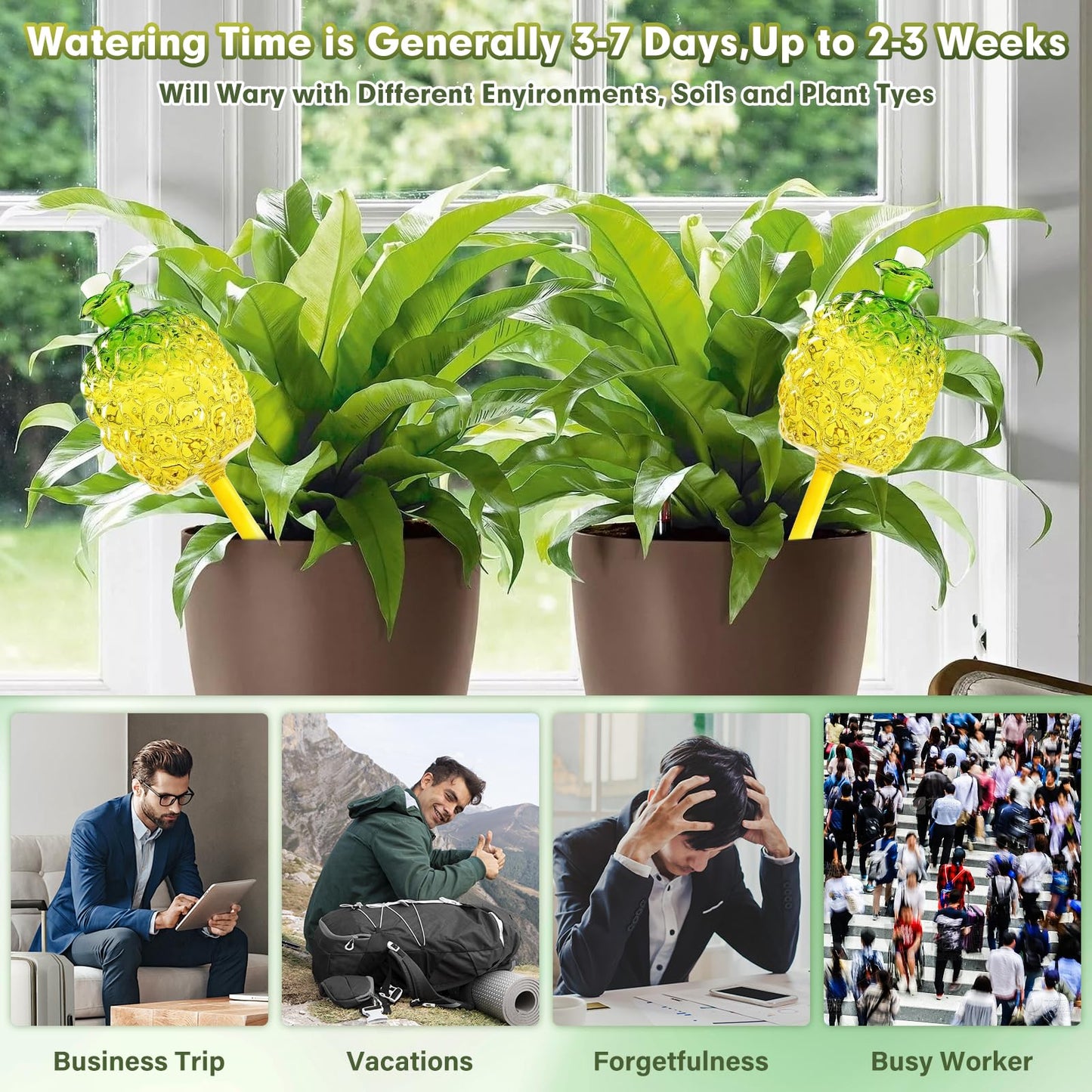 Plant Watering Globes,Self Watering Pots for Indoor Plants,Self Watering Planter Insert,Glass Plant Watering Devices,10 oz Slow Release Automatic Watering Spikes,Bonus Garden Shears