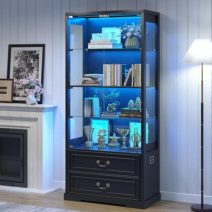 TAGELIER 67" Tall Display Cabinet