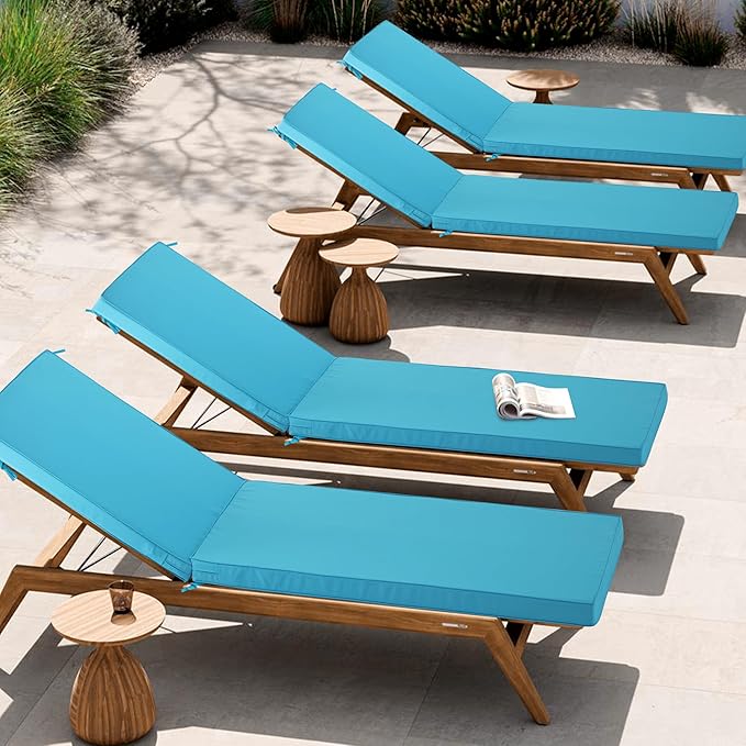 Chaise Lounge Cushion Outdoor, Waterproof and Stain-Resistant Lounge Deck