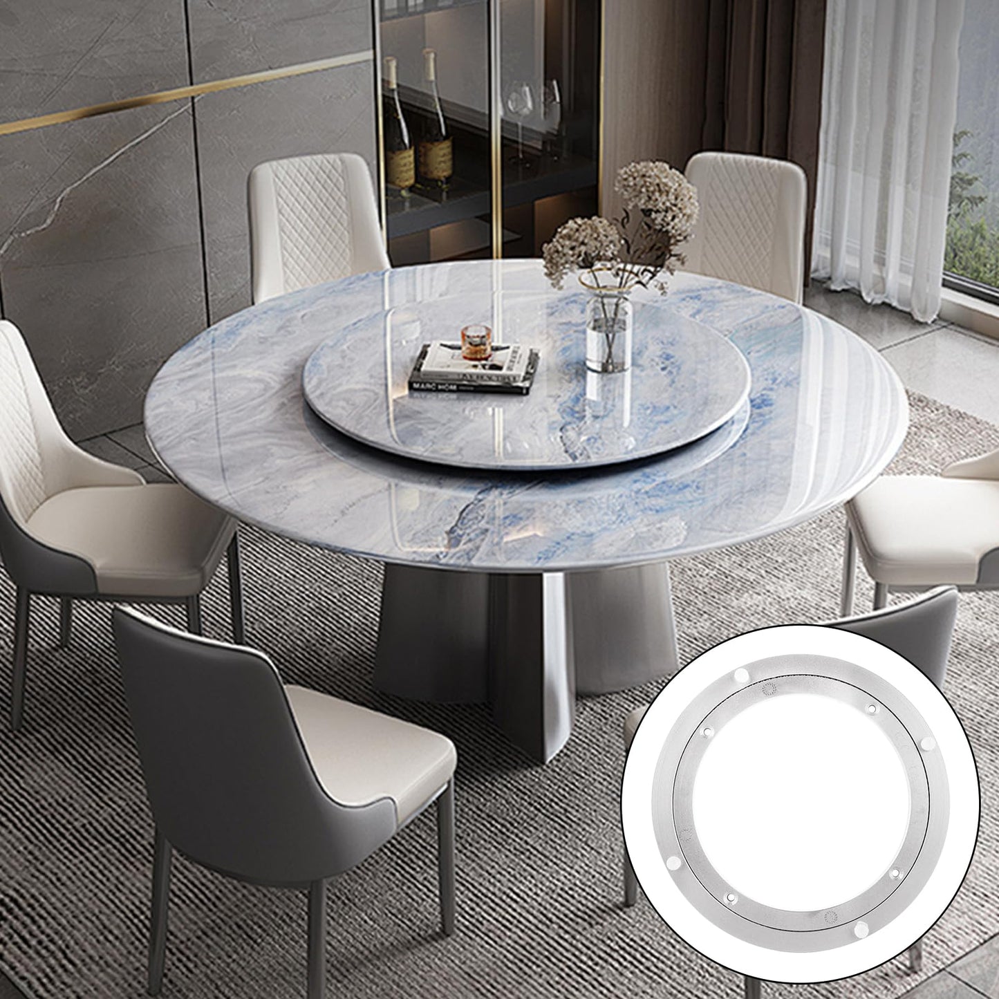 2 PCS 8 Inchs Lazy Susan Aluminum Bearing Lazy Susan Rotating Turntable Bearing Swivel Plate Hardware, Metal Rotating Turntable Bearings Swivel Plate Hardware for Dining-Table